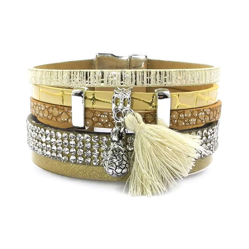 Женские кожаные браслеты WELLMORE вечерние в стиле бохо ювелирные изделия|bracelets