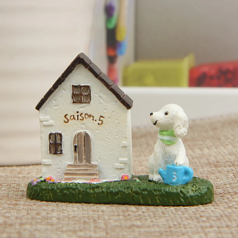 Фото Японские игрушки, домик для щенков Zakka, модель домика для собак Kawai 5,7 см, украшения для сада, Декор, детская игрушка, домашний декор №1