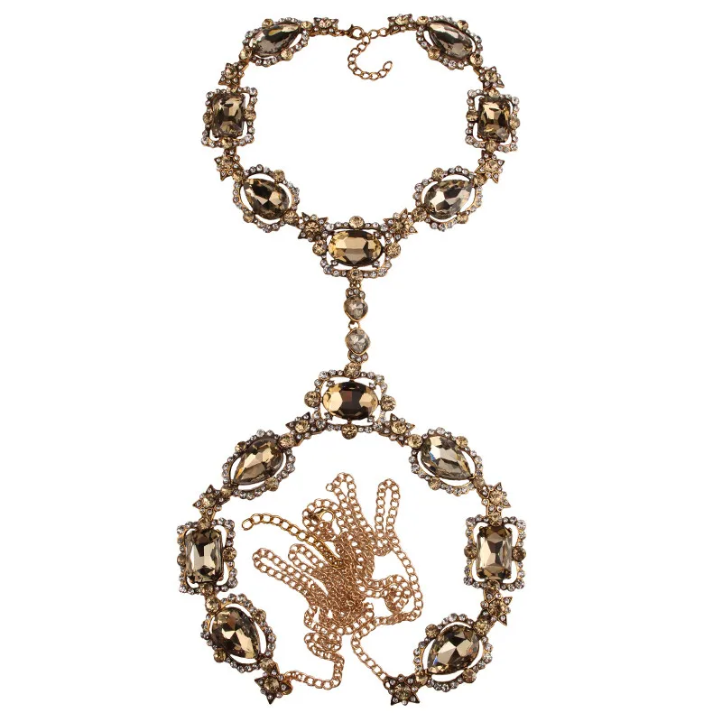 Best lady Big Crystal Gem Boho длинная цепочка для тела высокое качество винтажный макси Bijoux