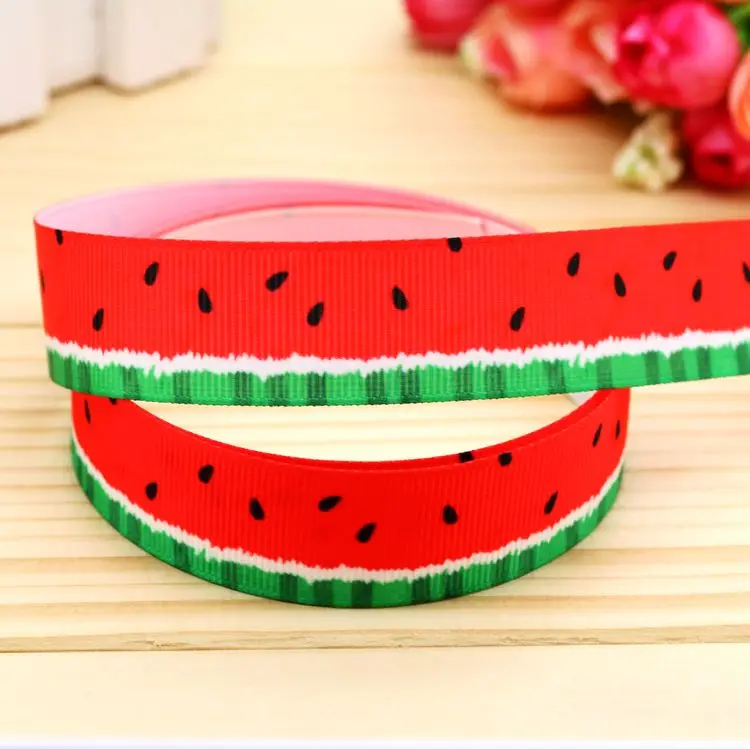 

7/8'' Free shipping watermelon printed grosgrain ribbon hair bow headwear party decoration wholesale OEM 22mm H5038