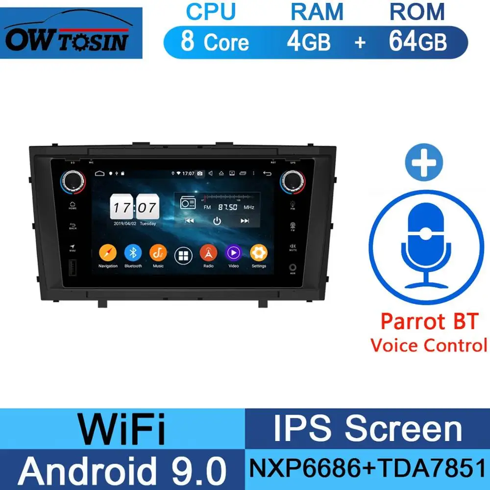 64G Parrot BT " ips 1024*600 8 ядерный 4G+ 64G Android 9,0 автомобильный dvd-плеер для Toyota Avensis 2009 2010 2011 2012 2013 DSP радио gps - Цвет: 64G Parrot BT