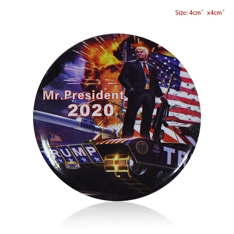 style 1 Трамп для президента, большой металлический значок в американском стиле, украшение для одежды, сумки, круглый значок для женщин и мужчин, подарок 4x4 см - Цвет: style 1