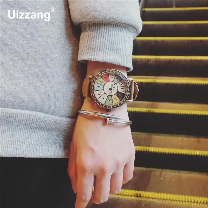 1 шт. Новые Модные Винтажные кожаные кварцевые наручные часы с принтом для мужчин