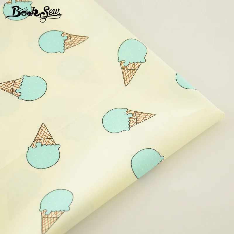 2017 Cotton Twill Fabric Flavescent Color Green Ice cream Pattern Home Textile Quilting Tissue Swing Bedding Garment|garment fold|garment bag