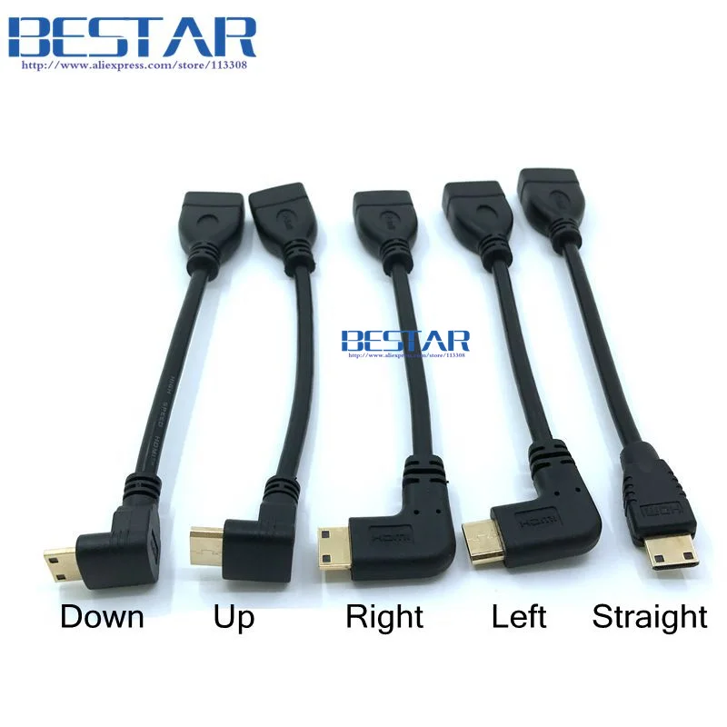 Вверх вниз правый левый угловой мини HDMI 1 4 штекер Тип C к разъему адаптера 10 см для