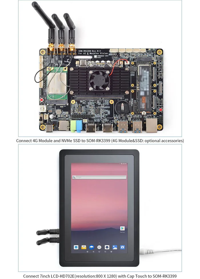SOM-RK3399 AI Developer kit WiFi BT Поддержка Гбит/с Ethernet и двухэкранный дисплей Android/Ubuntu/QT/buildroot HDMI IN/OUT