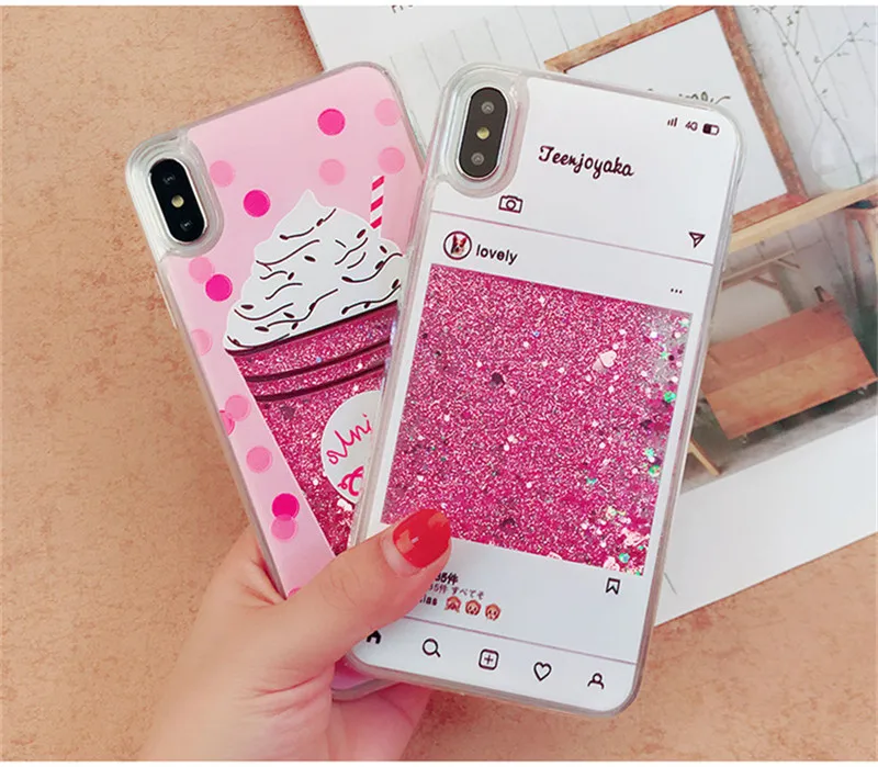 Блестящий чехол для телефона с жидким зыбучим песком Xiaomi mi 8 Red S2 5A Note 5 4X