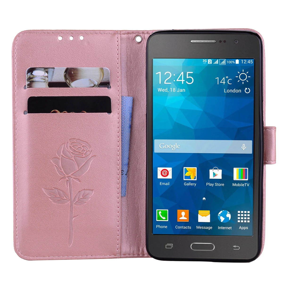 RoseGold Чехол для телефона samsung Galaxy J2 премьер G530 G532F G532 цветочный дизайн кожаный бумажник откидная крышка Чехлы для Galaxy SM-G530F - Цвет: RoseGold