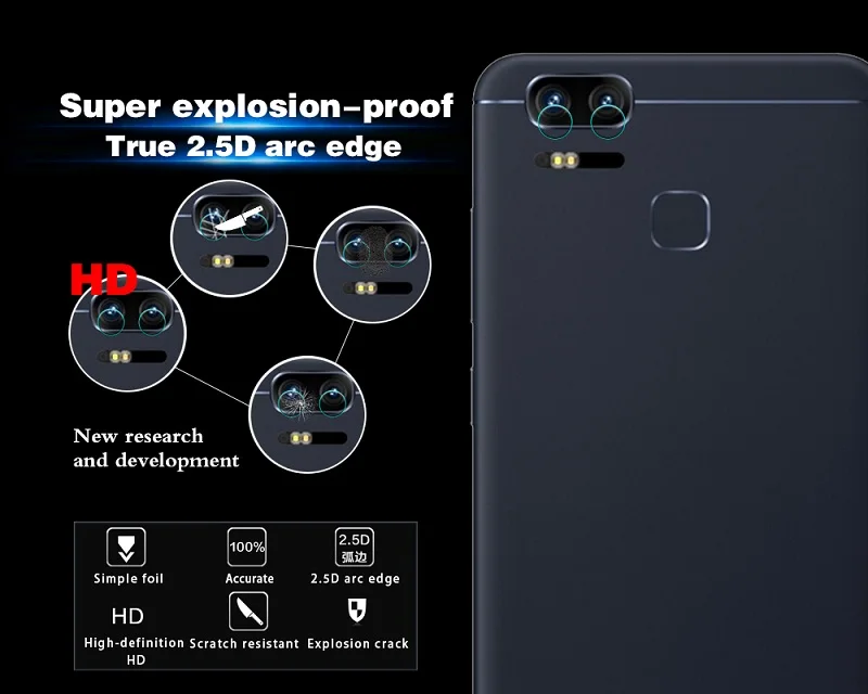 Защитная пленка для объектива задней камеры Asus Zenfone 3 Zoom ZE553KL стеклянная задняя
