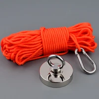 Magnet and rope Супер мощный спасательный магнит рыболовные магниты Охота за сокровищами магнитный материал Неодимовый 350 кг сильный магнит база с 20 веревками - Цвет: Magnet and rope