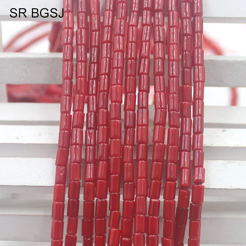 Free Shipping 3x5mm Red/ Orange Real Column Natural Coral Spacer Loose Beads Strand 15&quot|Бусины| |