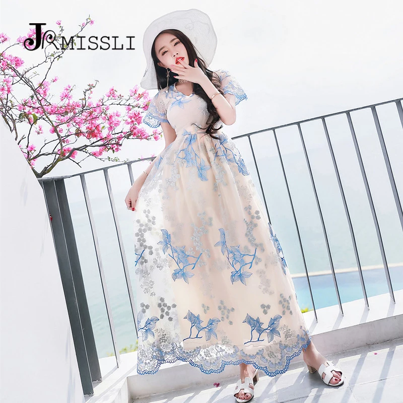 Jrmissli платья 2017 шорты рукава сетки вышивка длинные dress чешские пляж праздник maxi