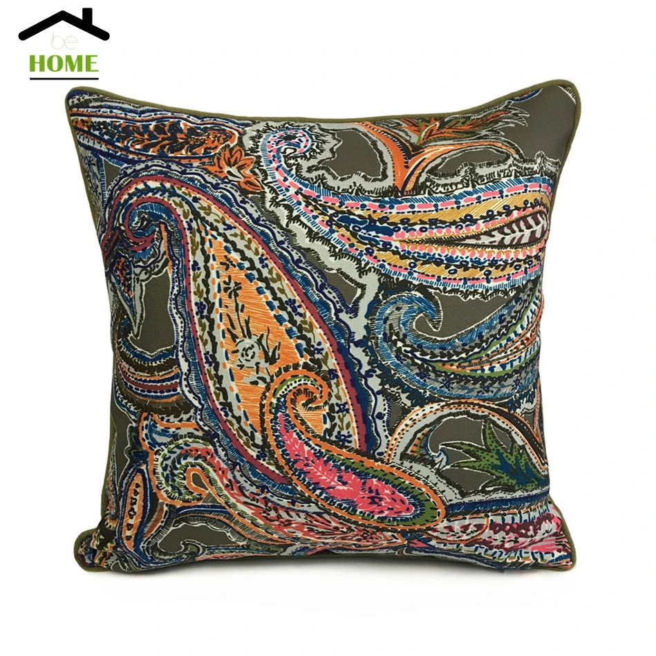 Льняная Подушка цифровая печать процесс 2017 многоцветный Пейсли дизайнерский