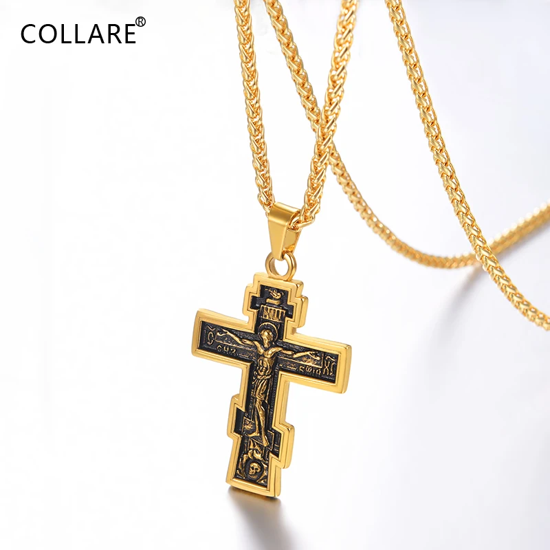 Collare INRI подвесной крест с распятием Men 316L христианские ювелирные изделия из