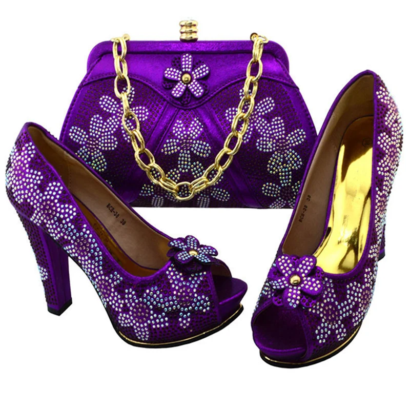 Комплект из обуви и сумки в африканском стиле 2017 г. Фиолетовый цвет итальянский