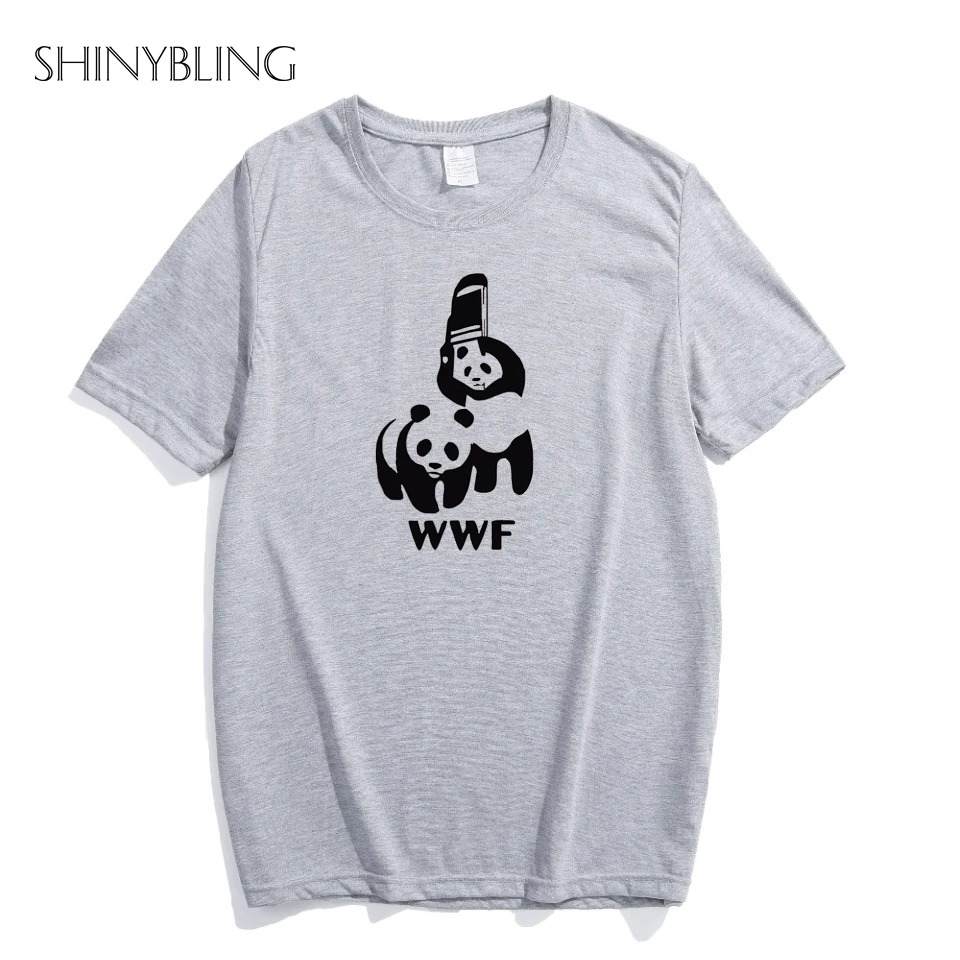 Shinybling Футболки для женщин Для смешно пародия знак панда WWF Дизайн из 100% хлопка с