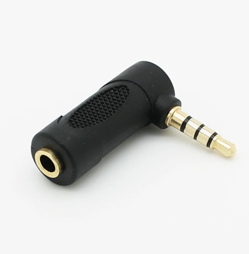 

Plug Elbow right 90 angle 3.5mm male to female audio connector 90 degrees adapter gold plated 5 pieces / lot