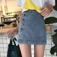 2020 sexy button high waist streetwear korean mini denim skirt short jean skirts womens plus size 5xl summer women blue black