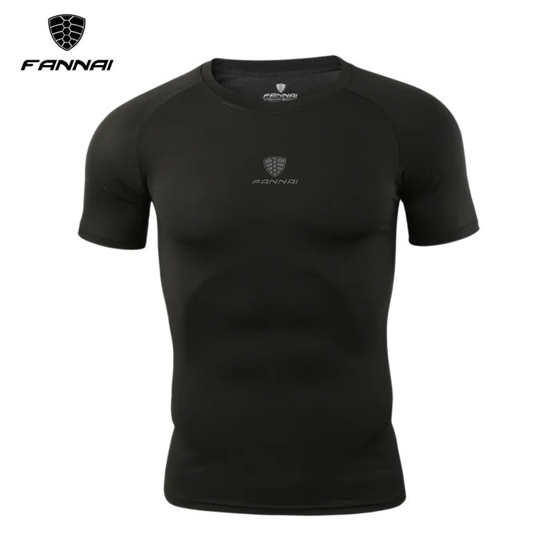 

FANNAI Summer Breathable Running T Shirts Quick Dry Sport Men Short Sleeve Wicking O-Neck Fitness Mens Gym Training Sportswear