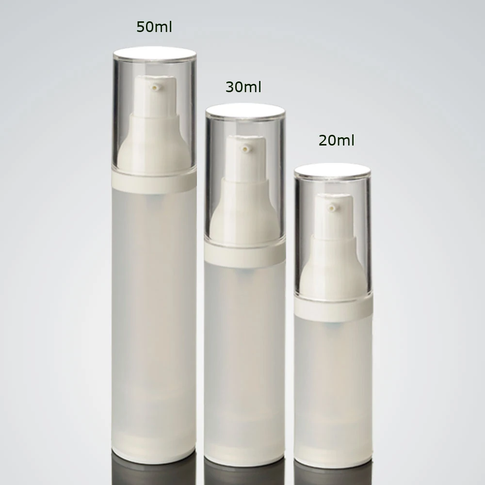 

300pcs/lot 20ml 30ml 50ml Frosted Clear Plastic Bottles, Portable Empty Refillable Airless Pump Dispenser Bottle For Travel