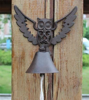 wrought iron welcome dinner bell hollow owl antique retro door bell hand bell garden yard patio courtyard porch cabin lodge gift