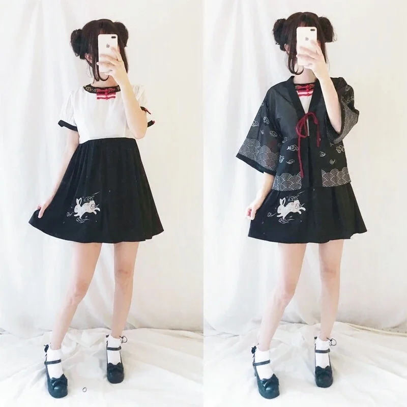Yukata женский кимоно кардиган рубашка harajuku kawaii стиль Женская 2018 блузка obi haori