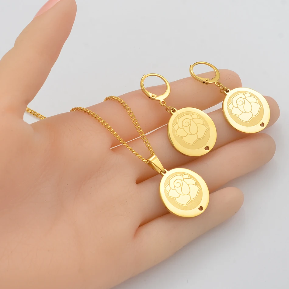 Ювелирные наборы с бусинами и цветами серьги ожерелье подвеской в форме сердца