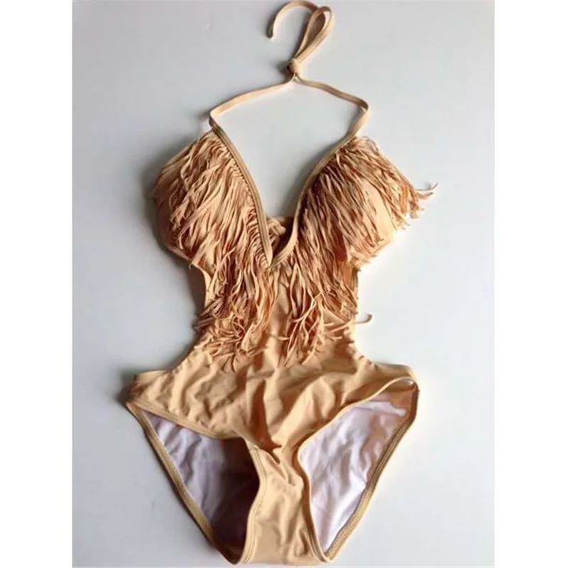 Women's bikini acrylic cotton piece tassel swimsuit sexy black white large size | Женская одежда