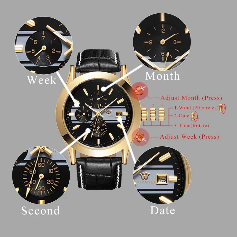 Мужские часы Топ Бренд роскошные мужские наручные бизнес механические Ouyawei
