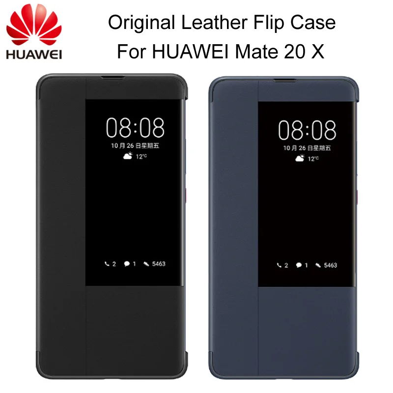 Чехол-книжка для Huawei Mate 20 X кожаный с окошком сенсорного экрана | Мобильные