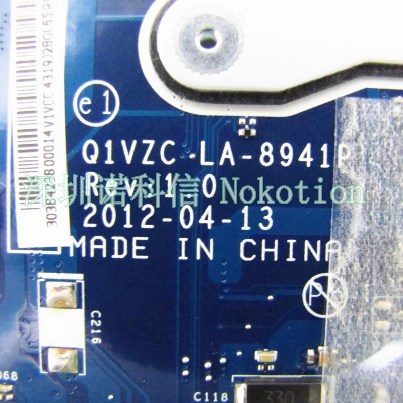 NOKOTION NBV7P11005 NB.V7P11.005 Q1VZC Женская материнская плата для ноутбука acer aspire LA-8941P SR0VA 887 CPU