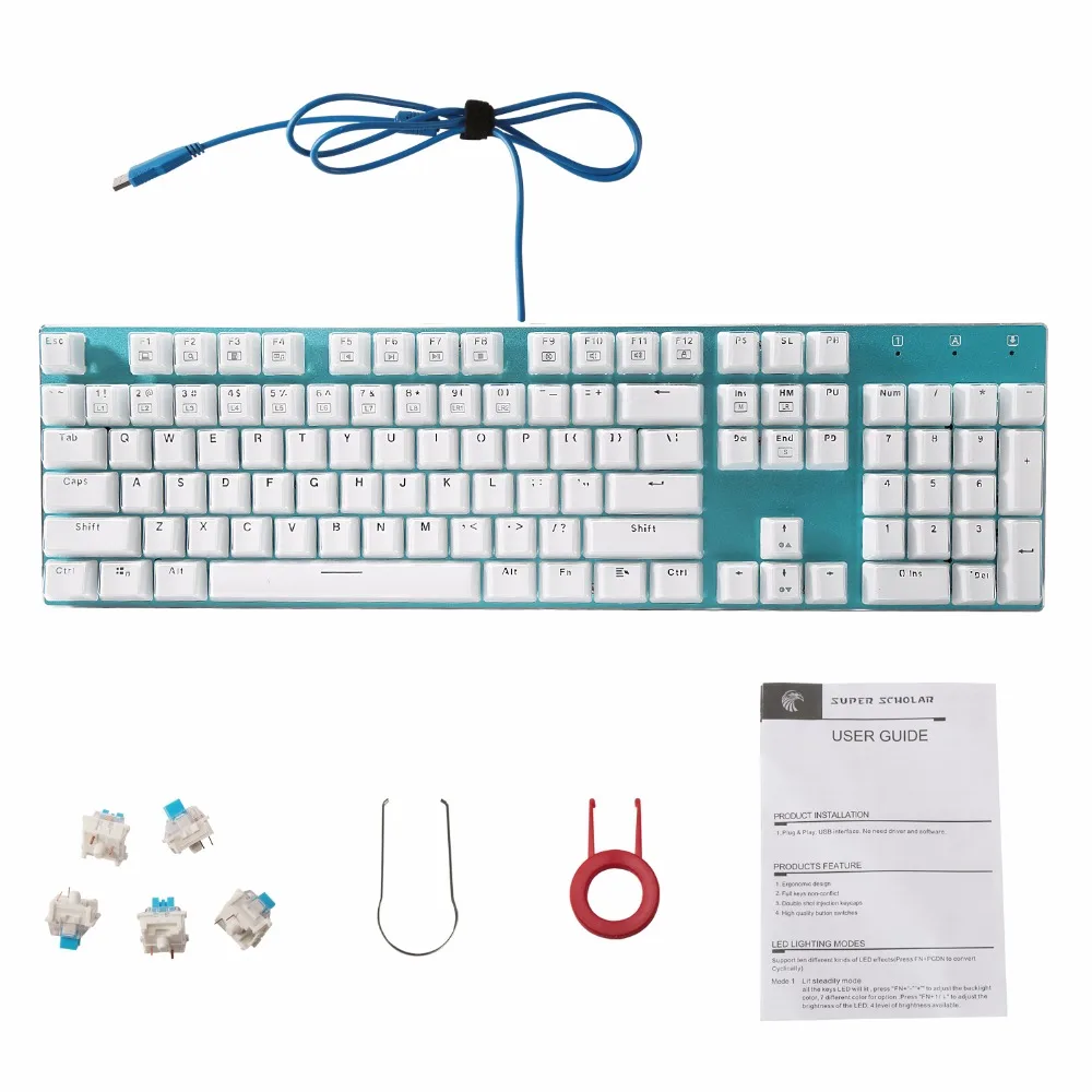 Z-88 2017 новейшая Механическая игровая клавиатура с подсветкой и синими