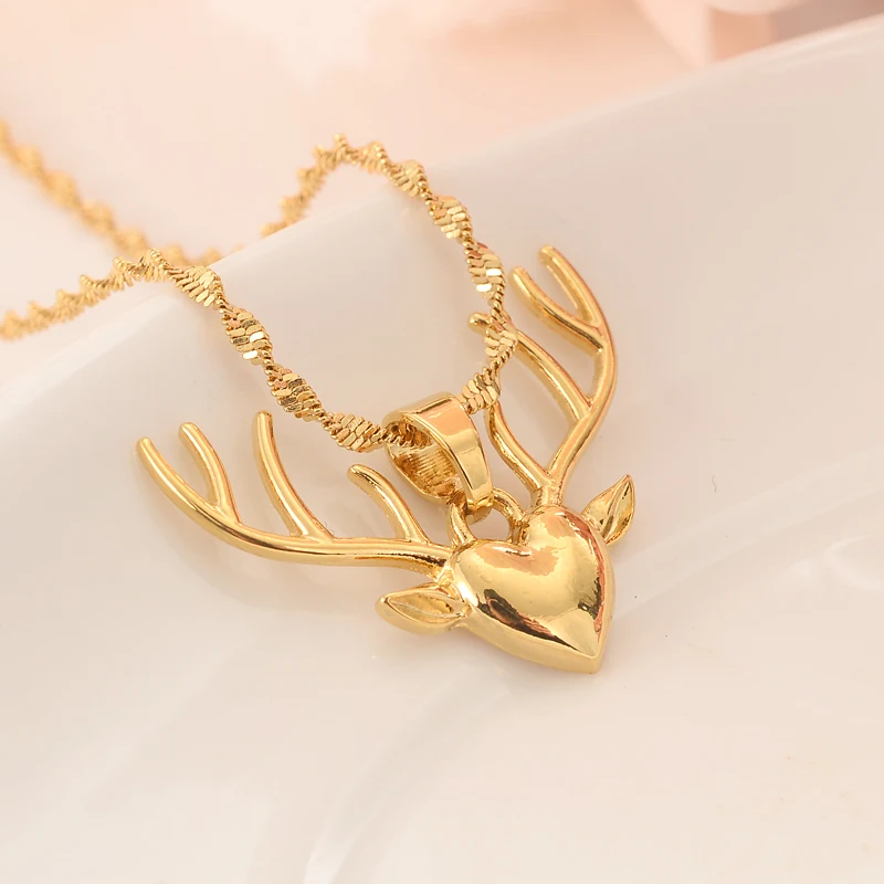 Gold Dropship deer pendant necklace Women girls men Valentine's Day Christmas party souvenir jewelry Gift sweater chain | Украшения и