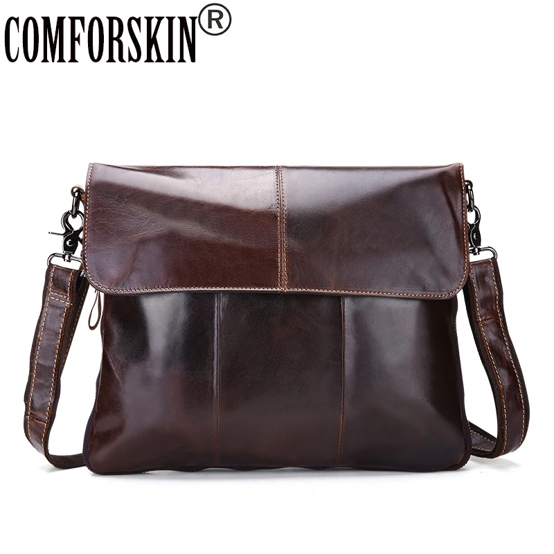 COMFORSKIN, настоящий верхний слой из натуральной кожи, мягкие мужские сумки-мессенджеры, новейший чехол, стильная повседневная мужская сумка через плечо, сумка через плечо