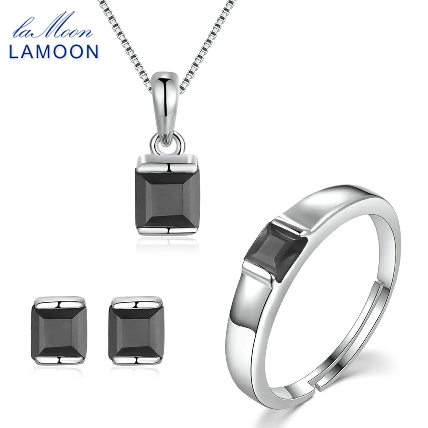 Женский набор украшений из натурального черного халцедона 4 мм 0 6x2 ct 925 пробы