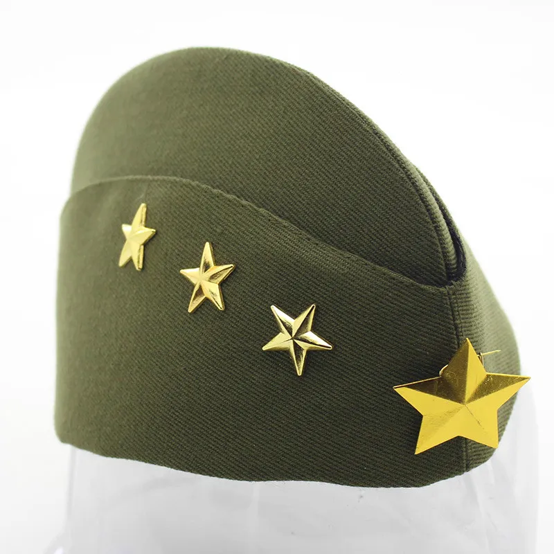 Women Miltary Side Hat  Canvas Foldable Star Pilotka Garrison Army Caps Cosplay Hat