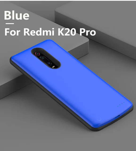 Blue For K20 Pro Чехол для зарядки аккумулятора для Redmi K20 Pro, портативный Дополнительный внешний аккумулятор, чехол для зарядного устройства для Xiaomi Redmi K20, внешний аккумулятор, чехол - Цвет: Blue For K20 Pro