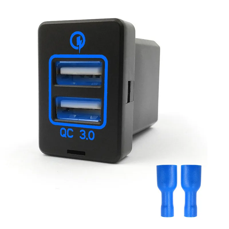 

Автомобильное зарядное устройство с двумя USB-разъемами для быстрой зарядки 3,0, для TOYOTA Camry, Corolla, RAV4, Reiz, Cruiser