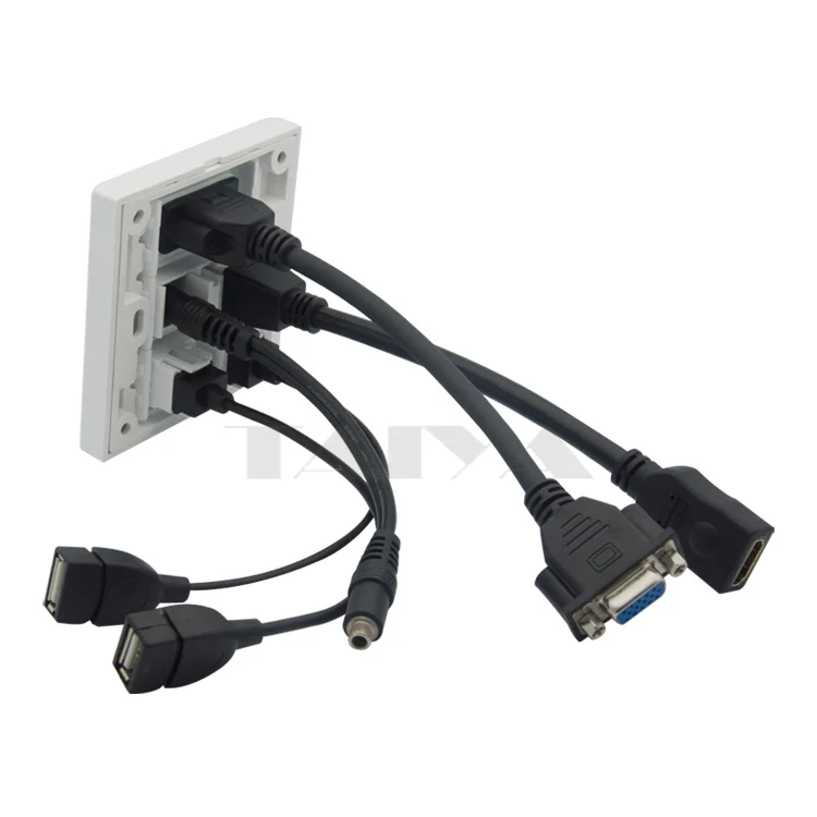 Vga, hdmi 3,5 мм аудио, двойной USB настенная пластина с задней женский короткий кабель