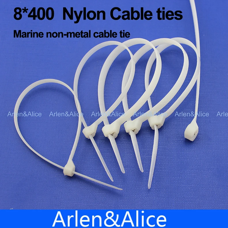 100 шт. 8 мм * 400 нейлоновые кабельные стяжки из нержавеющей стали пластина