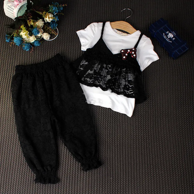 AiLe Rabbit/комплект одежды для девочек Летний новый корейский кружевной жилет белая