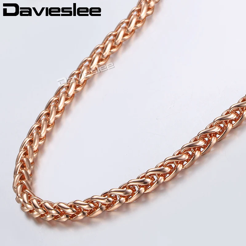 Davieslee женское ожерелье с цепочкой 585 розовое золото заполнено пшеничной спигой s