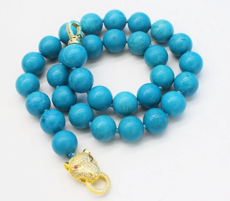 

turquoise green round 12mm necklace 18inch FPPJ wholesale beads nature