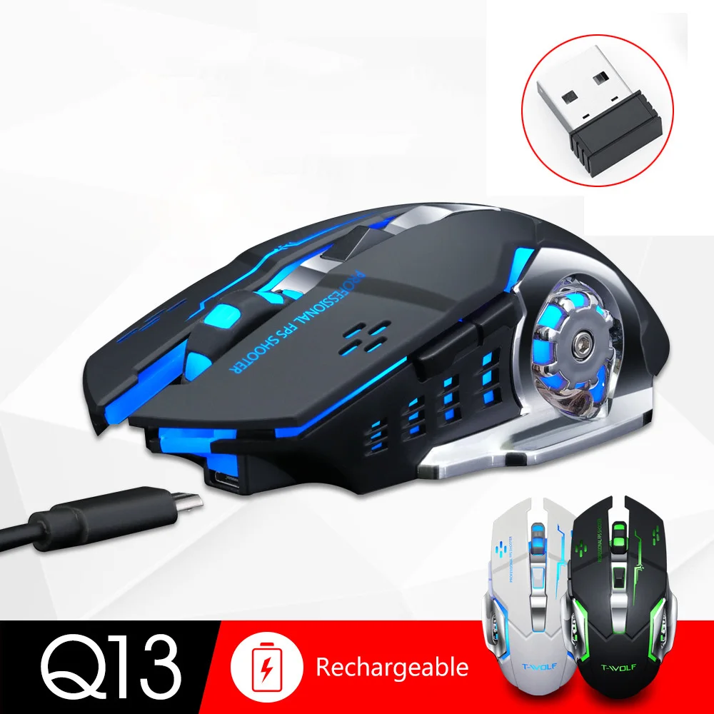 Беспроводная USB мышь 2 4G 2400 точек/дюйм перезаряжаемая эргономичная игровая с