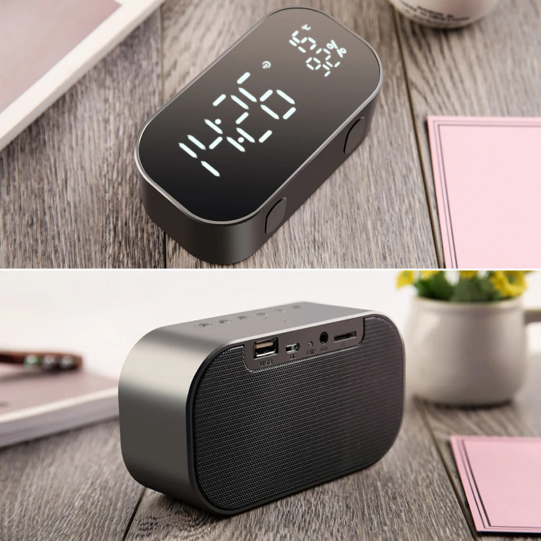 Светодиодный Будильник с fm-радио, беспроводной Bluetooth динамик, поддержка Aux TF, USB музыкальный плеер, беспроводной для дома и офиса