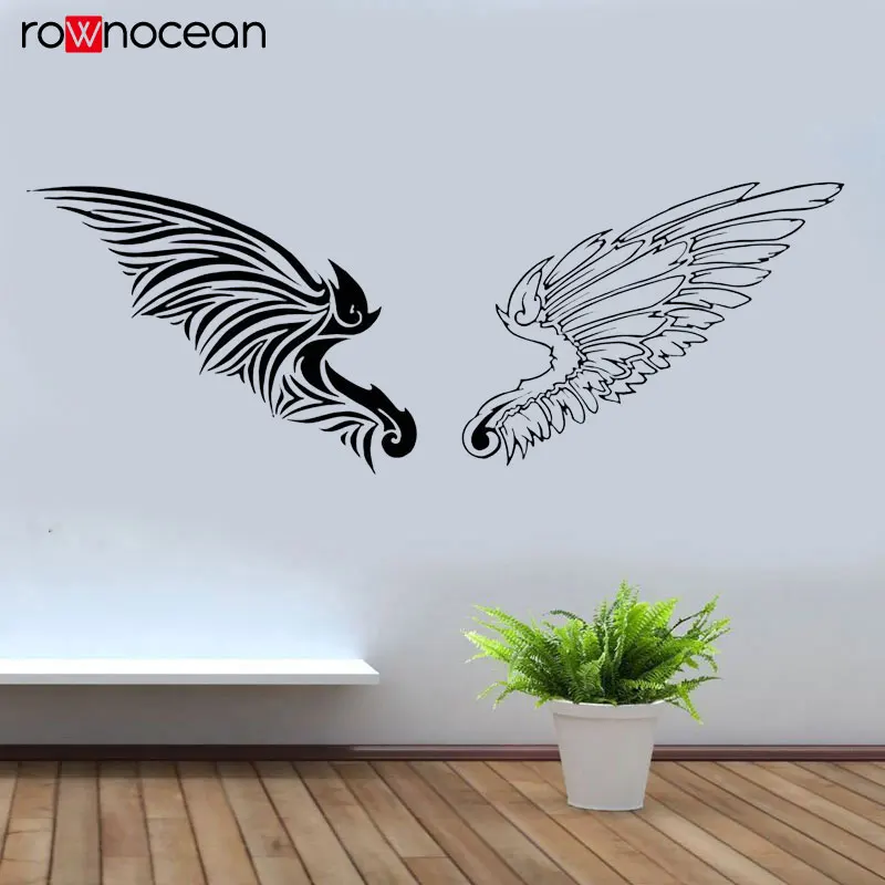 Angel Demon Evil Wings Heaven Hell Paradise Wall Sticker Vinyl Art Home Decor Removable Interior Decoration Mural Decals 3345