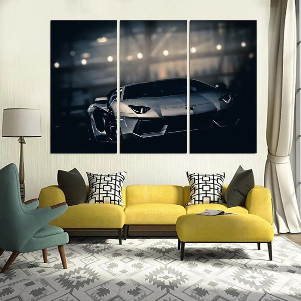 

Drop shipping 3 Panel printed painting Car Painting Canvas Wall Art Picture Home Decoration Living Room Modern painting LS280