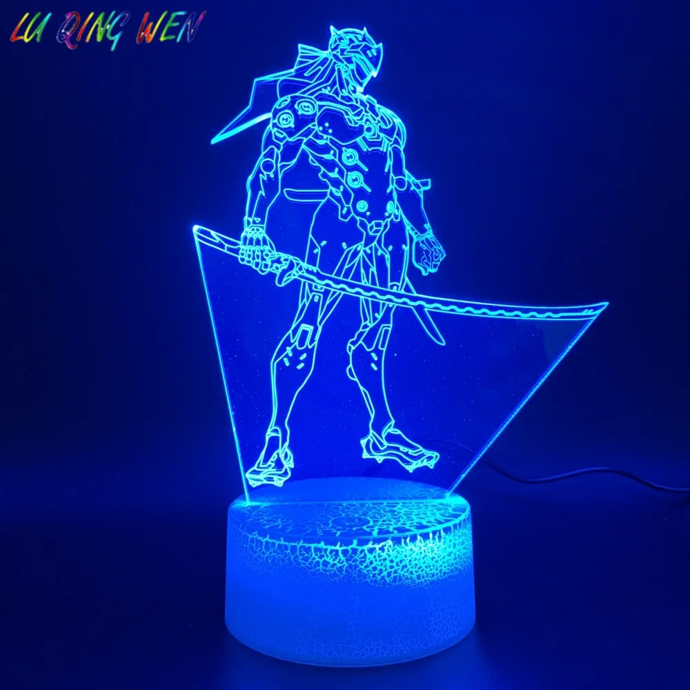 Новинка светильник s Game Overwatch Shimada Genji рисунок домашний декор яркая база детский подарок 3d светодиодный Ночник светильник для детской спальни