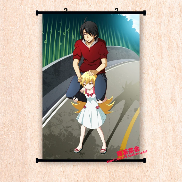 Аниме Bakemonogatari Senjougahara Hitagi & Hachikuji Mayoi Oshino Shinobu домашний декор настенные прокрутки
