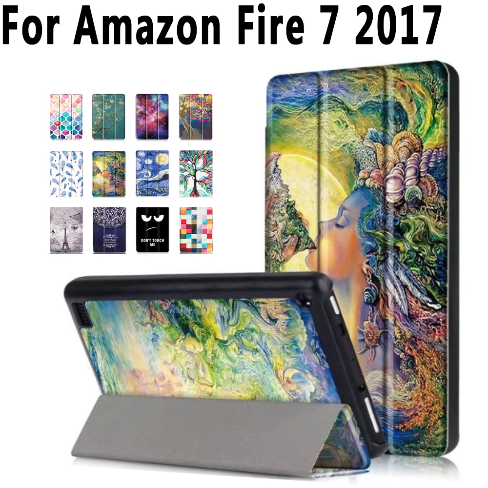 Чехол для Amazon Kindle Fire 7 2017 7th поколения искусственная кожа флип Стенд Тонкий